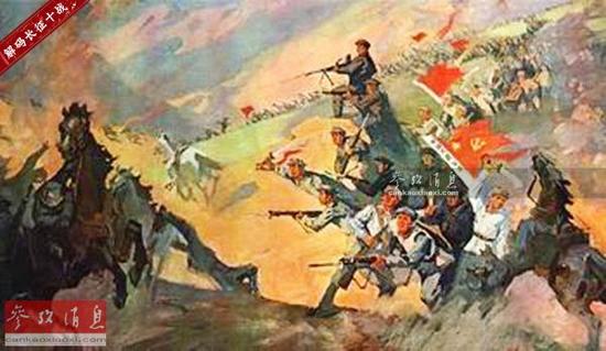 资料图：描绘红军痛击敌骑兵的画作。