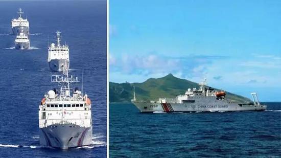 ▲在钓鱼岛巡航的中国海警船