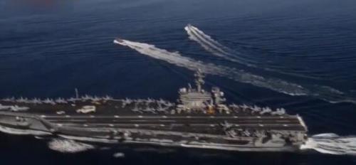 视频截图：美军“卡尔·文森”号航空母舰