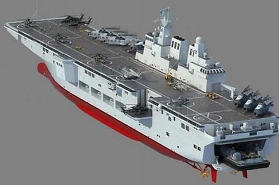 上海开建的075型两栖攻击舰想象图