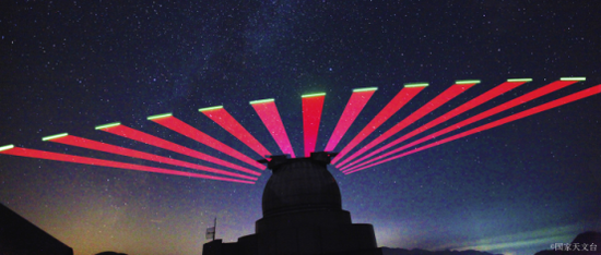 图为兴隆站跟踪“墨子号”量子科学实验卫星的实景拍摄