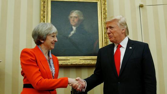特朗普见英国首相特蕾莎梅称英国脱欧是件大好