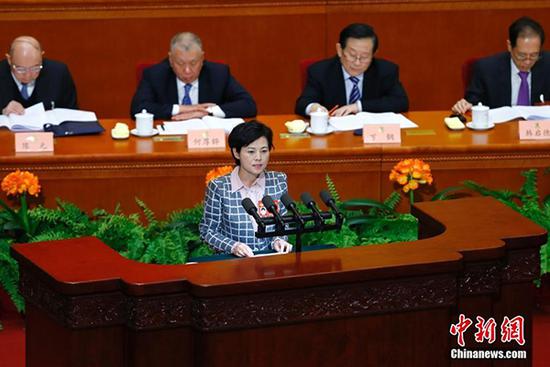 会上,徐晓兰委员作《小小一支笔 谱写大文章》的发言