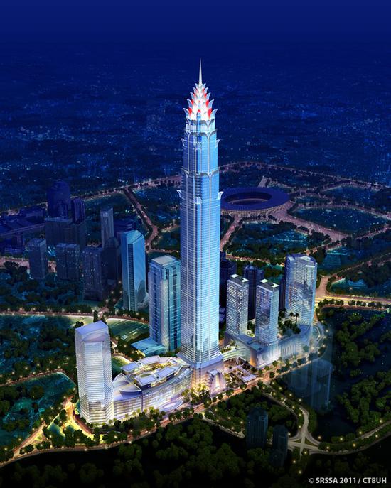 
	印尼首都雅加达还没完工的“签名塔”（Signature Tower），高达638米 

