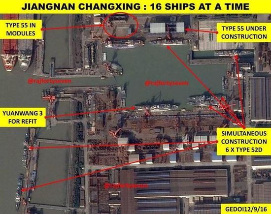 江南长兴造船厂同时在建16艘船舶