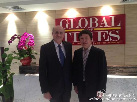 △ 顾凯杰和《环球时报》总编辑胡锡进