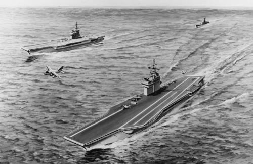 ▲ 美国当年规划的6万吨中型航母，评估的战斗力大概只有尼米兹的一半