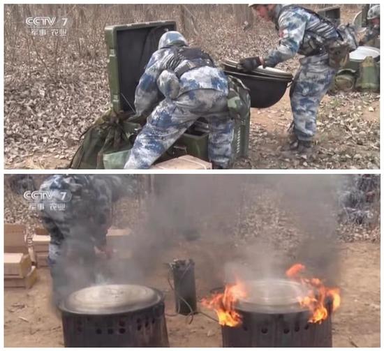 图片：过去我军空降兵部队伞降，将烧火的灶头和大铁锅也一起空投下来。