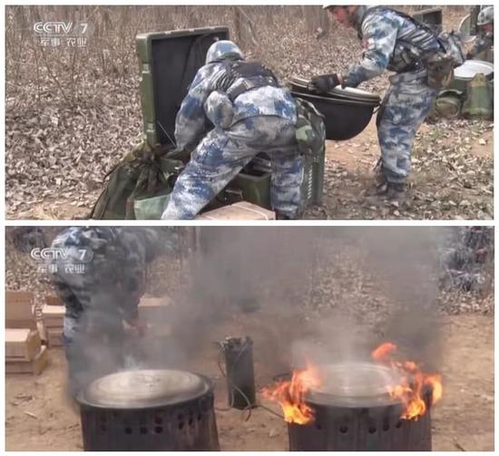 图片:过去我军空降兵部队伞降,将烧火的灶头和大铁锅也一起空投下来。