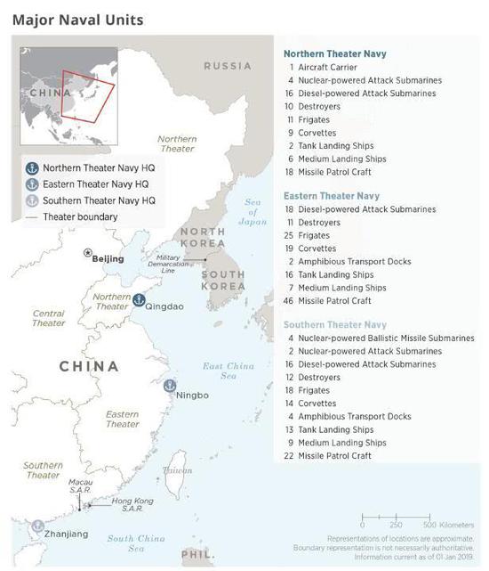 报告对中国海军发展给予较大关注，还列出了大概的示意图。