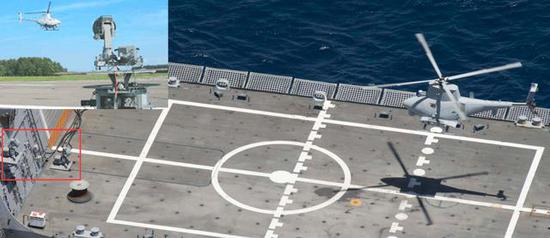 (濒海战斗舰上正引导RQ-8无人机自主回收的精密跟踪雷达)