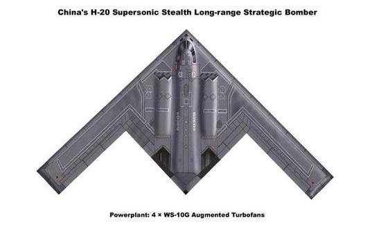 ◎外媒绘制的轰-20隐身战略轰炸机想象图