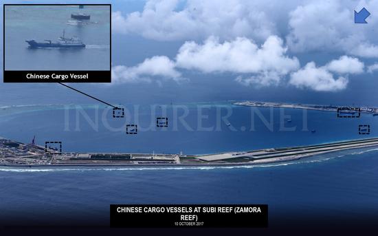 图7:渚碧礁潟湖内还有多艘船只,摄于2017年10月10日。