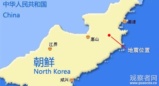 朝鲜核实验位置距中国边境不足100公里