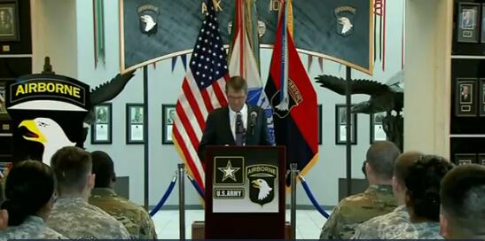 卡特对101空降师官兵发表讲话 
