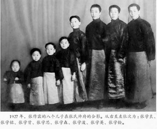 张作霖八个儿子合影照,右一为张学良