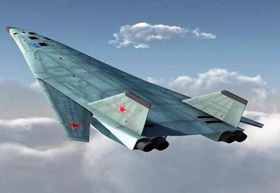 资料图片：俄罗斯新型PAK-DA战略轰炸机想象图。