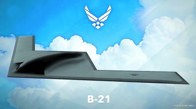 美国空军26日发布了新型战略轰炸机外形图片