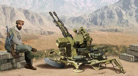 　　ZU-23-2高射炮，苏联生产了大量这种武器，在阿富汗战争中是“圣战者“们打击苏联武装直升机的重要装备