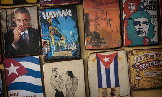 奧巴馬訪問前夕，古巴市面上出現了印有奧巴馬形象的冰箱貼