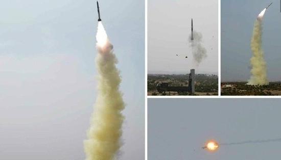 朝鲜试射KN-06防空导弹的画面