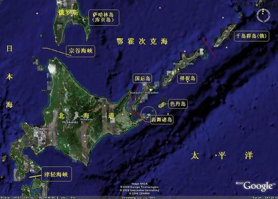 南千岛群岛所在位置示意图