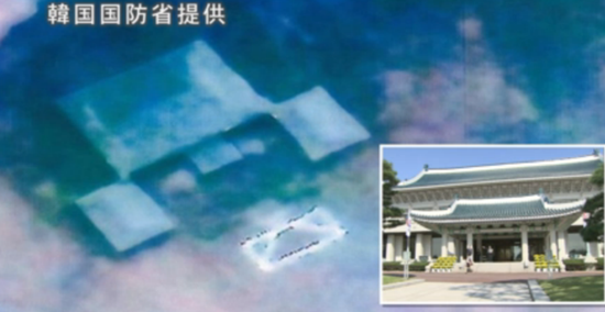韩国军方提供的朝鲜演习卫星照片,靶标酷似青瓦台