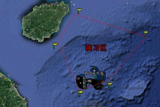 中国海军三大舰队在南海军演区域图