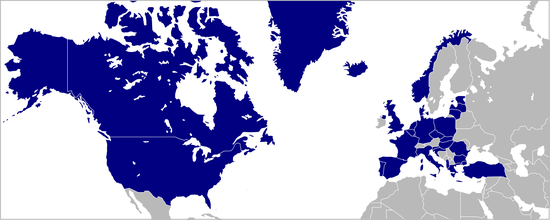 北约成员国分布图 