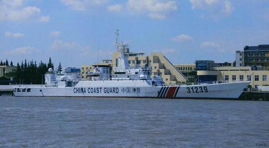 资料图：中国海警31239船，原为海军东海舰队053H2G型“江卫”Ⅰ级护卫舰539“安庆”号。
