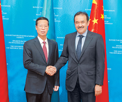 资料图：国务院副总理张高丽在阿斯塔纳会见哈萨克斯坦总理马西莫夫