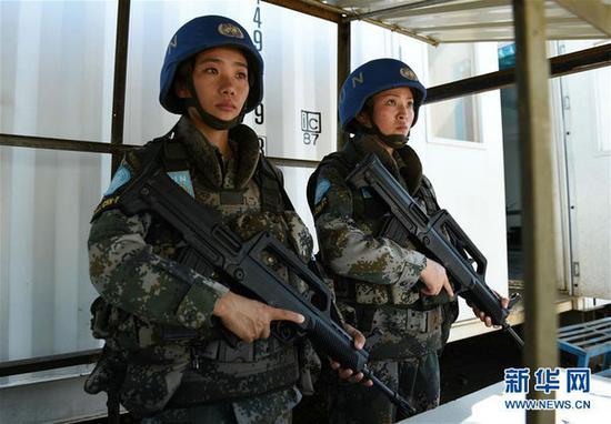 资料图:中国驻南苏丹维和女兵