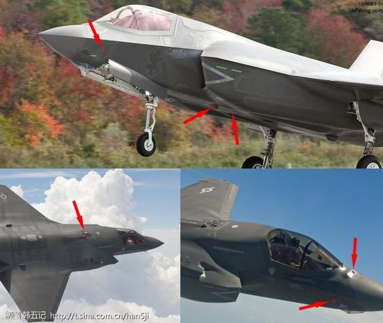 F-35B上的光电分布式孔径传感器。制图：韩五记