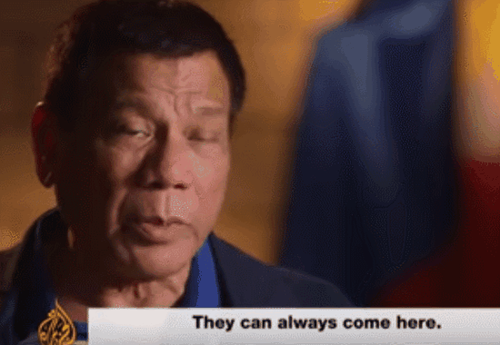 杜特尔特在纪录短片中表示菲律宾愿意接纳难民