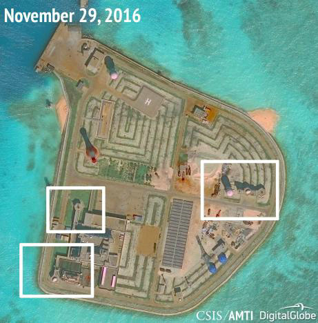 美智库称中国在南海7个岛礁部署导弹 卫星图曝