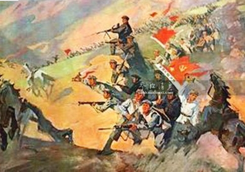 资料图：描绘红军痛击敌骑兵的画作。