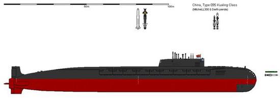 外媒猜测的095型核潜艇外形数据和搭载武器情况