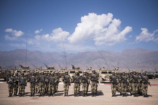 资料图:上海合作组织成员国演习画面