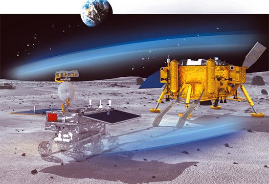 2013年12月成功着陆月球表面的嫦娥三号探测器模拟图