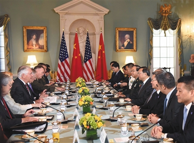 当地时间6月21日，美国华盛顿，中美外交安全对话，中方重申坚持半岛无核化、坚持维护半岛和平稳定、坚持通过协商谈判解决问题的立场。 图/视觉中国