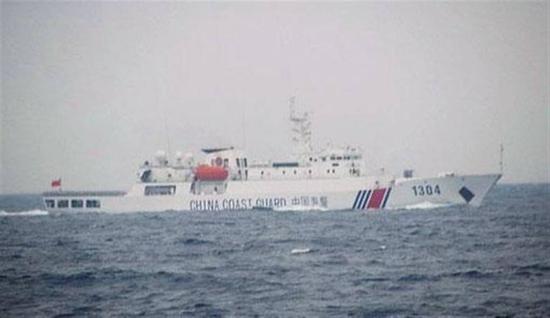 图为日本海保拍摄的进入青森县日本领海的中方1304号海警船。