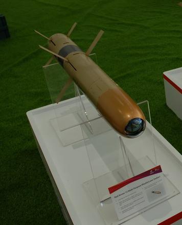 红箭-12导弹的半主动激光制导型，该弹射程达到4000米，仍具备攻顶模式，昼夜间可以作战，只是没有了“发射后不管”能力，不过倒是挺适合作为车载导弹使用