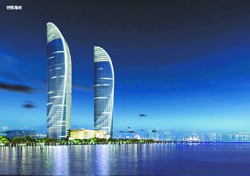 世茂海峡大厦周围夜景改造效果图。