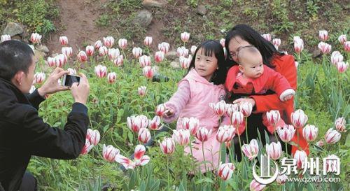 带上“二宝”,一家人在热门景点鲜花港愉快赏花。(庄丽祥 林书修 潘登 摄)