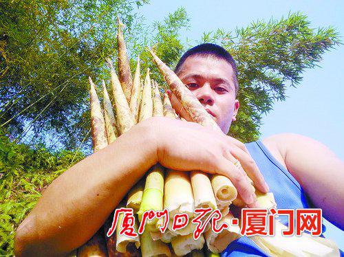 “镜头小哥”抱着家乡的竹笋。