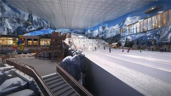 哈尔滨万达城建有全球最大室内滑雪场