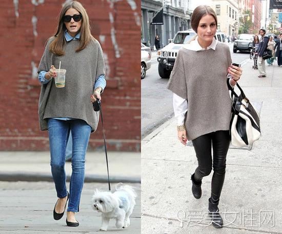 Olivia毛衣配衬衫穿法