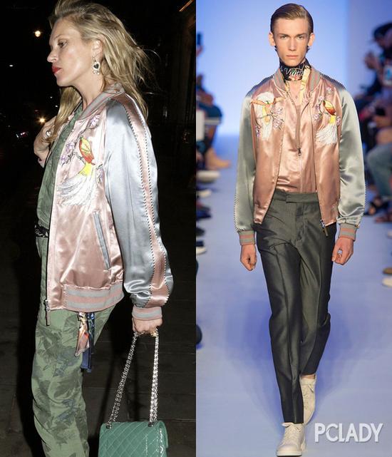 Kate Ann Moss 身穿Louis Vuitton 2016春夏男装系列现身街头（手袋：Chanel）