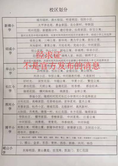 网传北仑校区划分照片部分失实