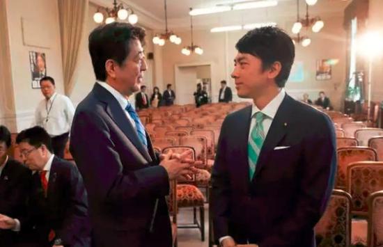 安倍晋三(前排左)和小泉进次郎(前排右)